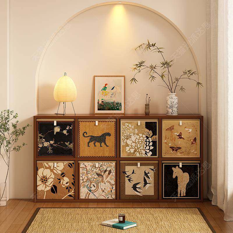 中古风实木书柜书架落地置物架客厅家用收纳柜子储物格子柜展示柜,电子元器件市场,其它元器件,淘宝优惠券,粉丝福利购,淘宝优惠卷