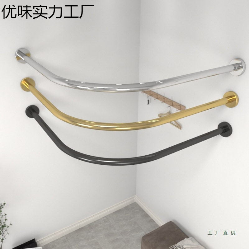 试衣间女装店窗帘服装店门帘弧形隔断更衣室简易轨道遮挡帘型杆
