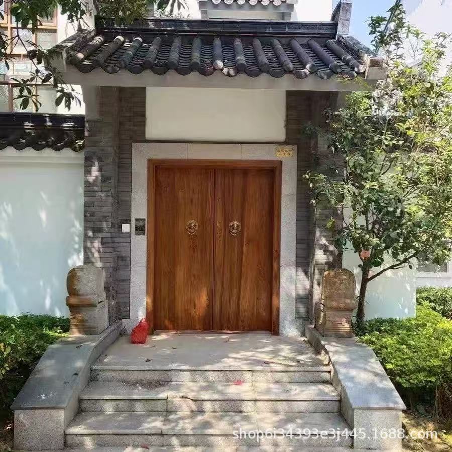老榆木大门别墅大门农村院门侘寂风民宿中式仿古庭院门实木平开门