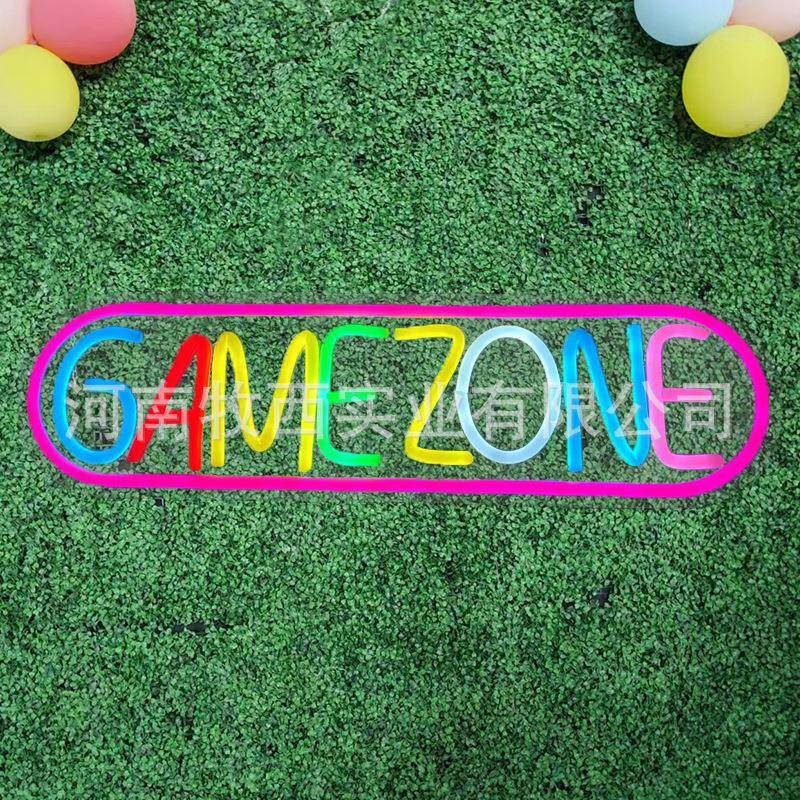 led霓虹灯game zone音乐酒吧装饰创意霓虹灯牌定发光造型氛围灯