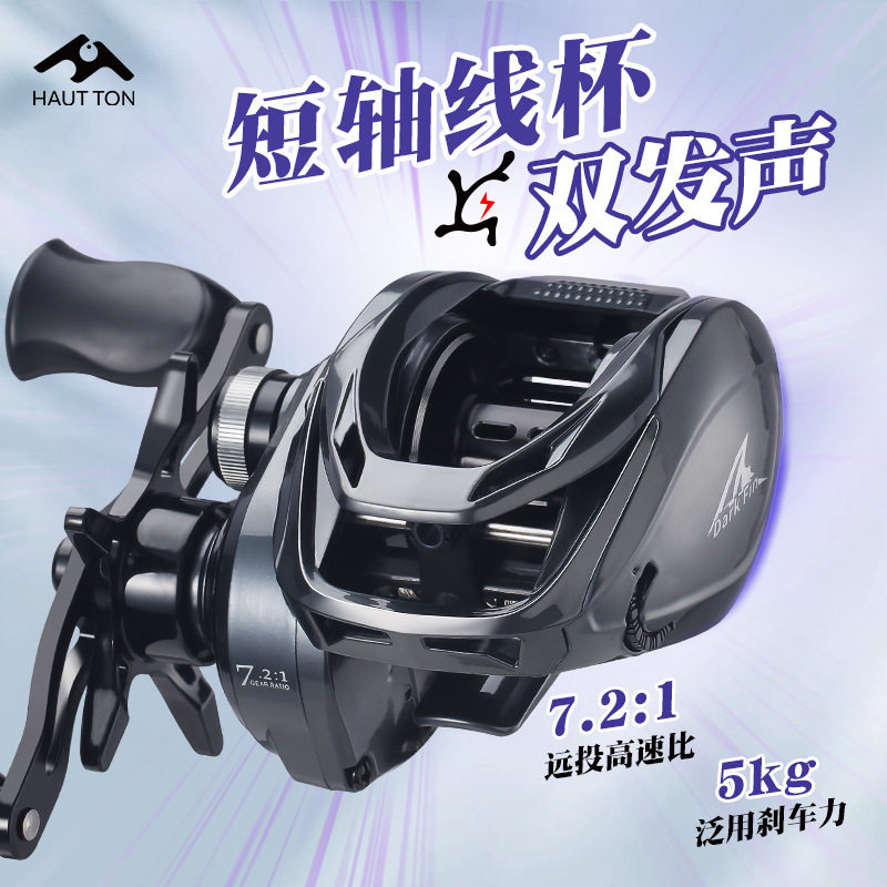 皓顿防炸线远投水滴轮批发 7.2:1速比带卸力报警渔轮短轴线杯鱼轮