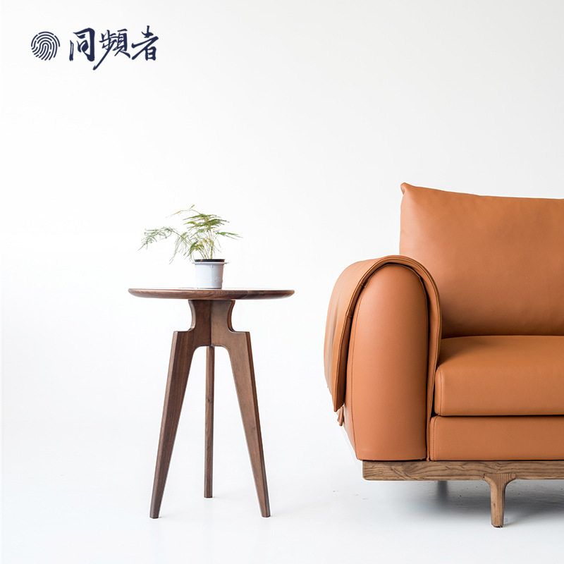 同频者 创意北欧实木沙发边几黑胡桃木小桌子茶几床头边几