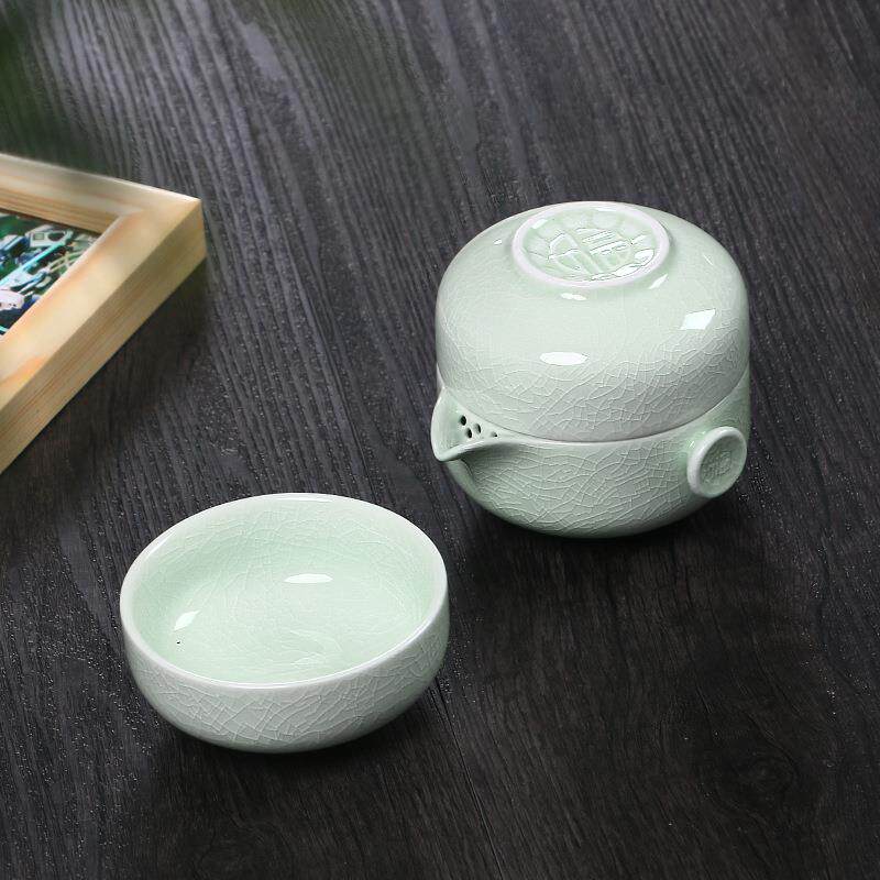 汝窑快客杯一壶一二两杯便携旅行小茶具陶瓷个人迷你办公简易茶杯