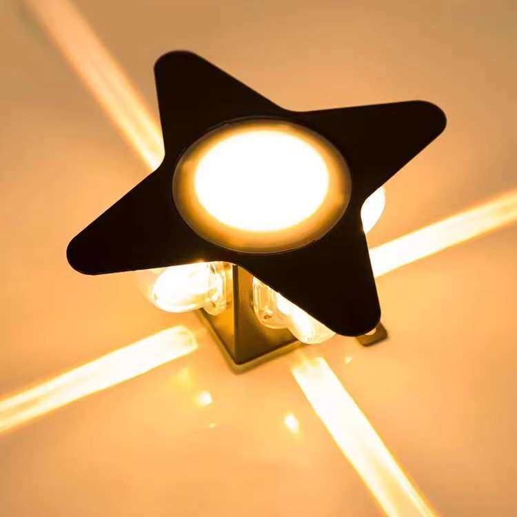 LED十字星光灯5W15W户大气水壁灯室内庭院亮化装饰七彩光束点光源