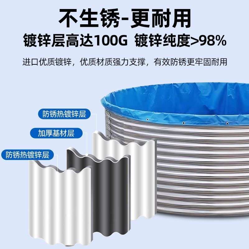 镀锌板养鱼帆布水池户外高密度养殖池养鱼专用水箱农业灌溉储水池