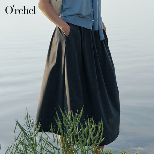 Orchel/欧榭丽女装2026夏季极简松弛感OL通勤A字高腰百搭半身裙