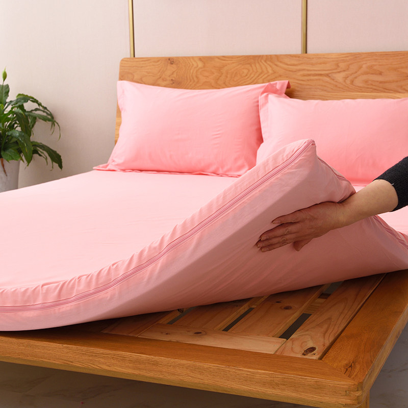 纯棉六面全包乳胶床垫床笠单件拉链式薄垫全棉防滑防尘保护套定制