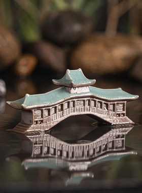 古风建筑陶瓷廊桥石拱桥梁古桥微景观沙盘造景假山鱼缸装饰品摆件