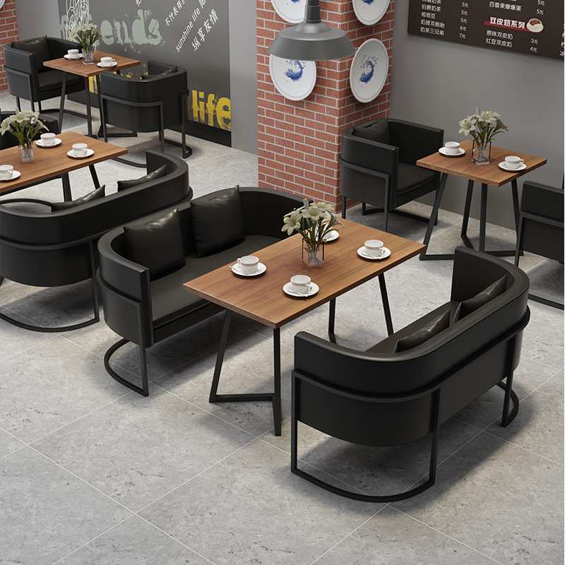 美式工业风卡座沙发酒吧清吧休闲餐桌椅组合奶茶店餐厅沙发桌椅