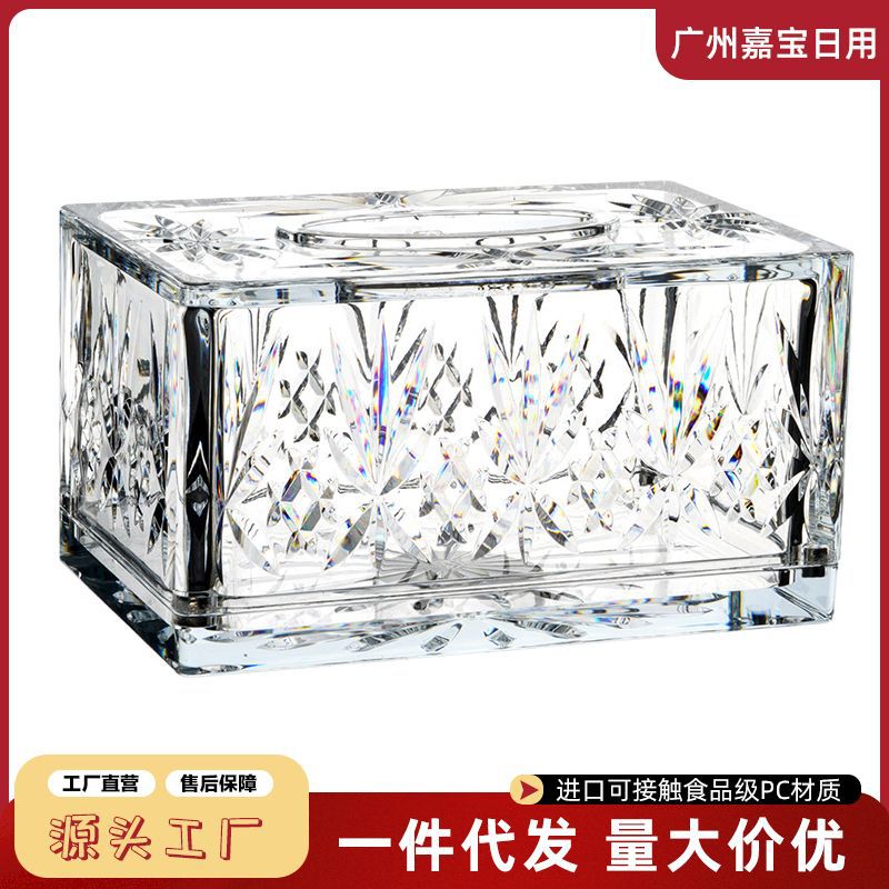 纸巾盒客厅高级轻奢长方形透明PC亚克力纸抽盒简约茶几收纳盒高档