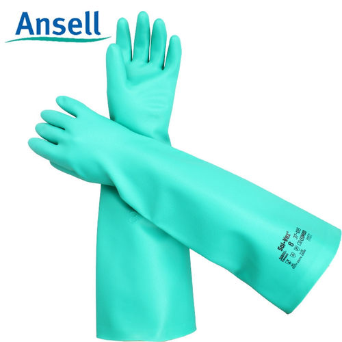 Ansell安思尔37-185丁腈橡胶防化手套SOL-VEX抗溶剂手套加长型副