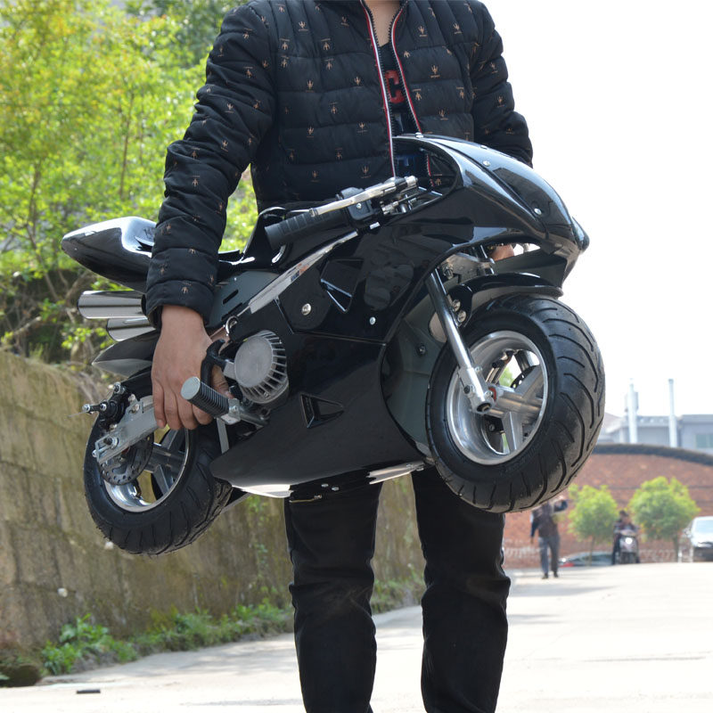 璐歌49cc行程迷你机车手拉啓动烧油可选电动小型儿童娱乐小跑车