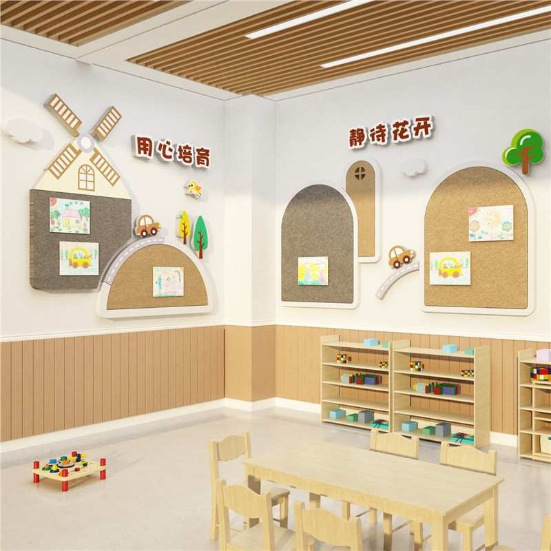 幼儿园墙面装饰大厅形象材料环创主题成品展示板文化毛毡贴画布置