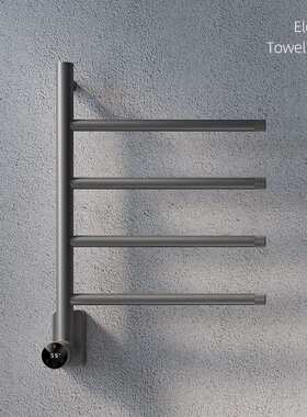 工厂直销电镀不锈钢304枪灰色加热烘干旋转WIFI智能电热毛巾架