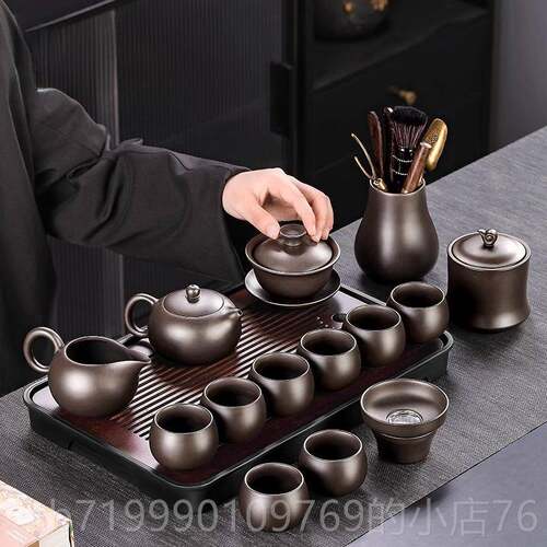 高档2024新功款紫砂茶具套装家夫用轻奢高档紫砂盖碗泡茶专用喝壶