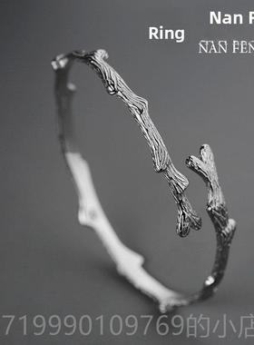 高档南气原创设风歌计《木有枝》手镯925纯银情侣爱情男女礼物质