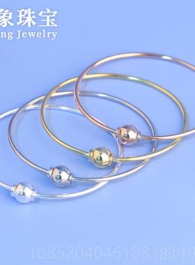 高档珠S9圈25纯银简约单圈手环螺丝扣手镯可串手子手工DIY穿心手