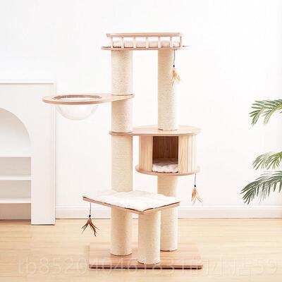 高档凯瑞ca树ty实木猫爬架太空舱木质豪剑r麻通天柱猫窝猫吊华床