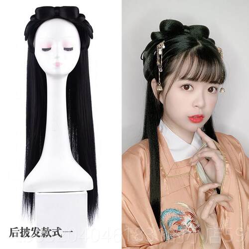 高档古装体新式假发包汉代人发带发髻女假发全套头饰古装手一百搭