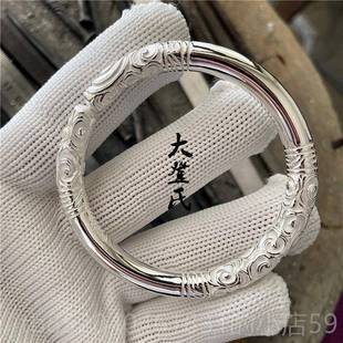 高档纯银制如意金箍棒手镯 同99云南雪花银 9纯手工定网红款实心