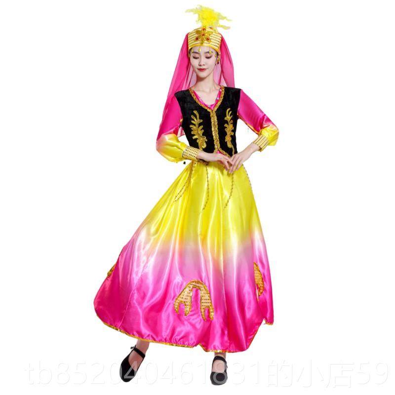 高档新疆舞出蹈演服女新款成人少数族维吾服尔族大民摆裙服装演出