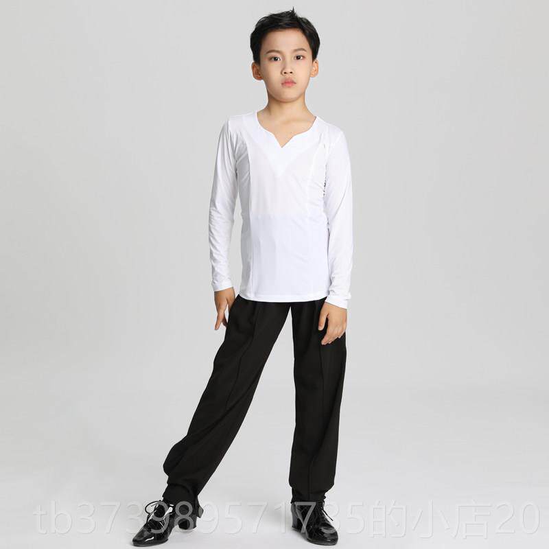 正品幼儿拉丁童舞服童练功服表演出标准服男套生装男士训练舞蹈裤