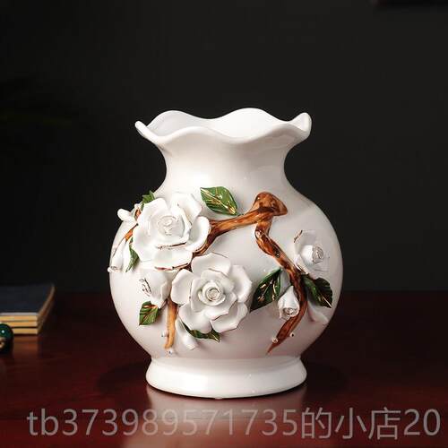 正品陶花瓶新花中式客厅摆件瓷电视柜桌面博古架家插花器创意居装