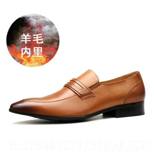 正品新男士英时伦真皮尖头款皮鞋男潮流韩版套脚牛皮男鞋一脚蹬尚