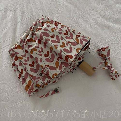 正品奶昔｜三色堇 原粉木素实手柄黑胶雨伞 ooahz晴雨两防用遮阳