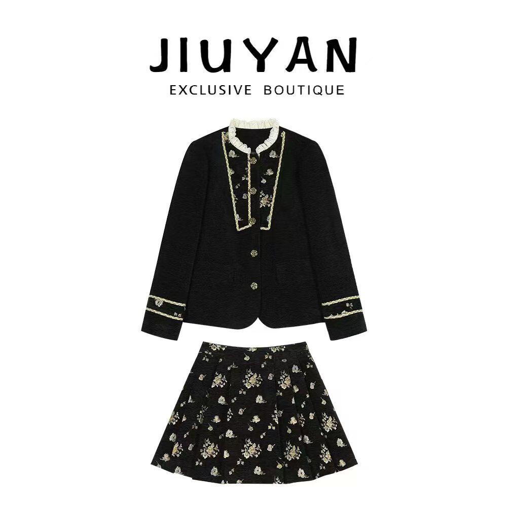 【妮娅粉丝专享】【松露】法式小香风丝绒短款加绒套装女秋冬