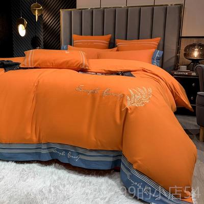 高档100支棉加厚纯棉磨毛四全件套欧刺绣被套1.8米床笠式北欧简约