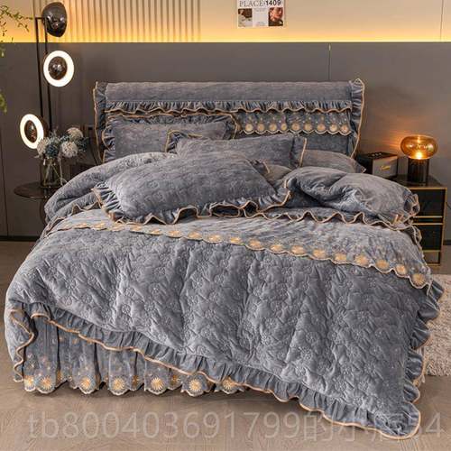 高档欧式高档A牛类婴套儿宝绒床裙四件宝全夹棉加厚奶绒保暖被套