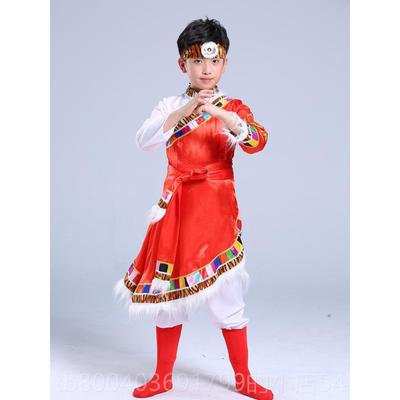 高档藏舞蹈服装演出服儿族童秋季西藏卓玛藏服式民衣长水袖少数族