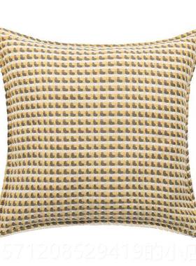 新款北欧ns黄色系抱靠垫几师i何提花靠枕设计样板间客厅沙枕发抱