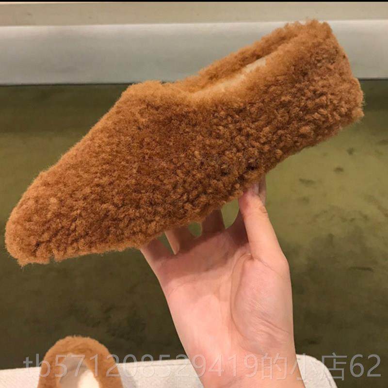 新款羊羔毛加绒白鞋色网红毛一毛鞋女冬外穿脚4蹬平底棉鞋大码女4,女鞋,深口单鞋,淘宝优惠券,粉丝福利购,淘宝优惠卷