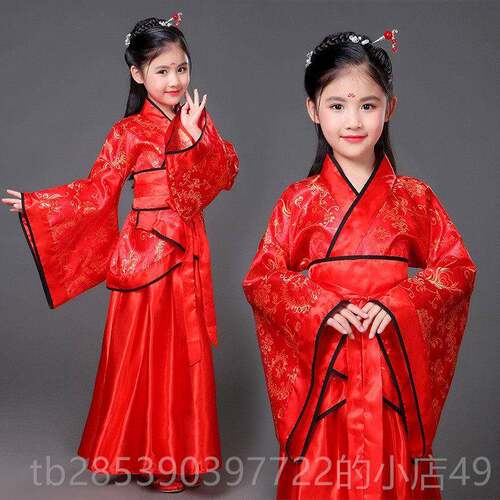 新款儿童古良装女裙装汉服真公主贵妃改小女孩照相馆表仙演写舞蹈