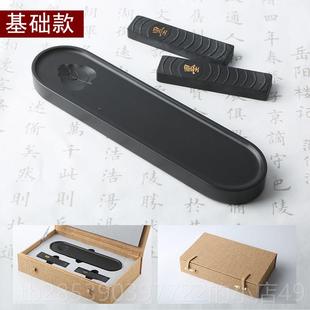 新款原墨创设计/菩提/砚台安徽歙砚磨天然原石池菩提叶砚墨海带盖