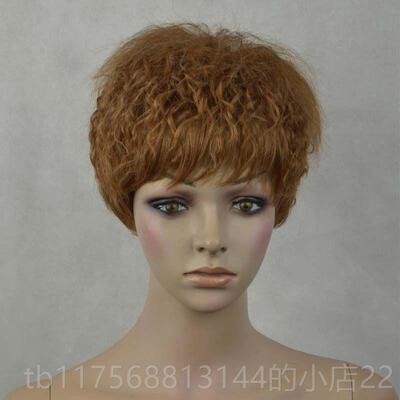 正品洗后还有假发女短发真卷人发圆脸妈妈蓬尚松小波浪全头套时V