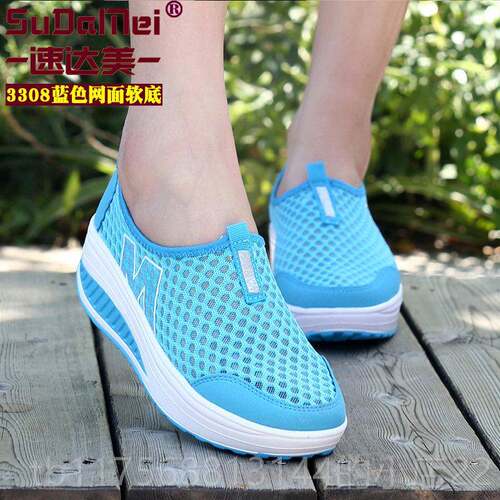 正品女鞋底2厚春25夏新款妈妈鞋子套脚网面透气0垫休闲运动摇摇摆
