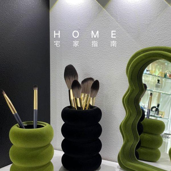 复古橄榄绿化妆刷收纳筒刷子收纳盒桶丝绒陶瓷桌面笔筒梳妆台摆件,收纳整理,化妆刷收纳盒/桶,淘宝优惠券,粉丝福利购,淘宝优惠卷