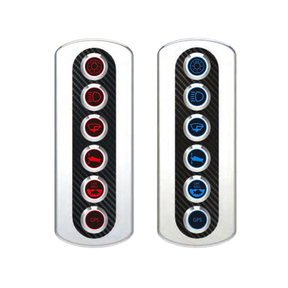 6位按钮炭纤维面板开关12V 20A新款船用游艇房车改装面板开关