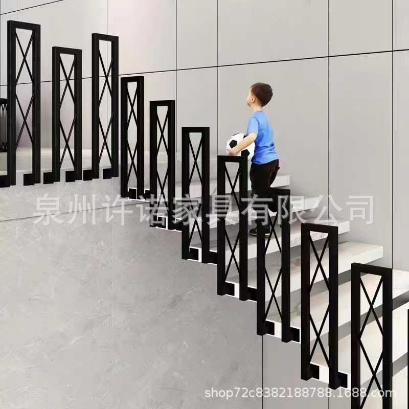 铁艺楼梯扶手梯步老人防护栏杆北欧简约创意栏杆家用围栏阁楼室内