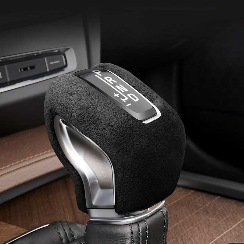 适用于沃尔沃翻毛皮排挡套S90XC9060S60V60V90档把贴