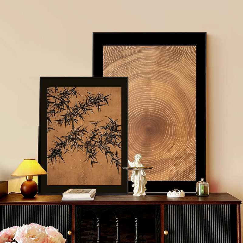 墨竹中古风玄关柜摆件装饰画法式复古客厅挂画宋代美学餐厅墙壁画