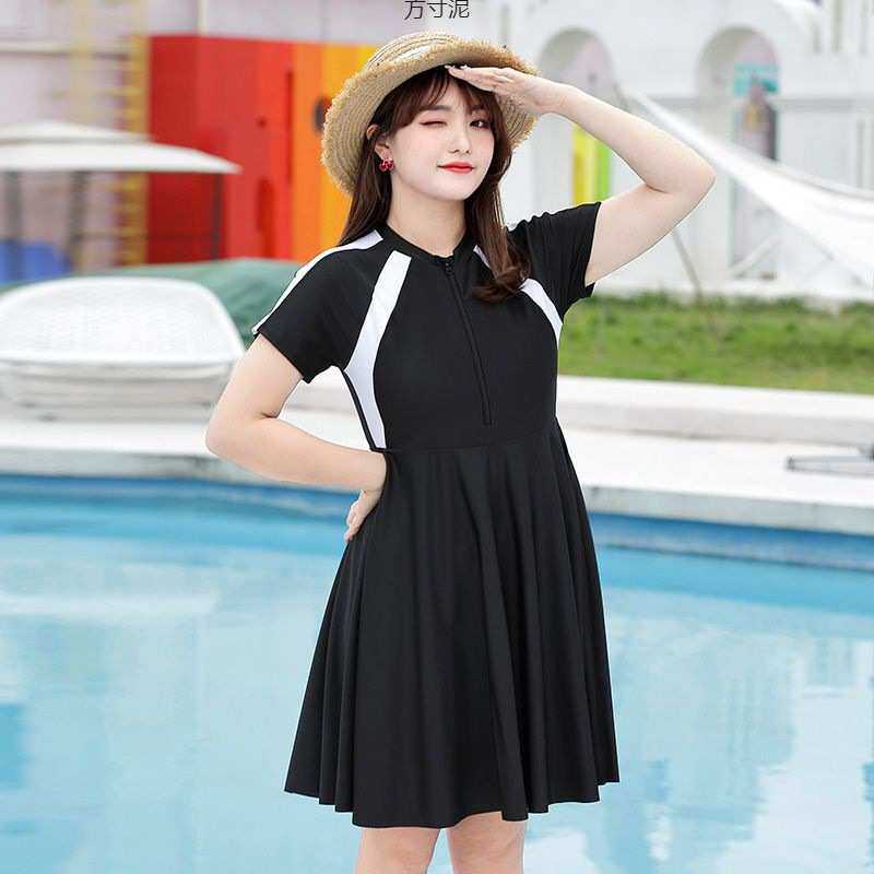 特大码泳衣女胖200斤宽松保守学生竞速干连体裙式平角温泉泳装厂