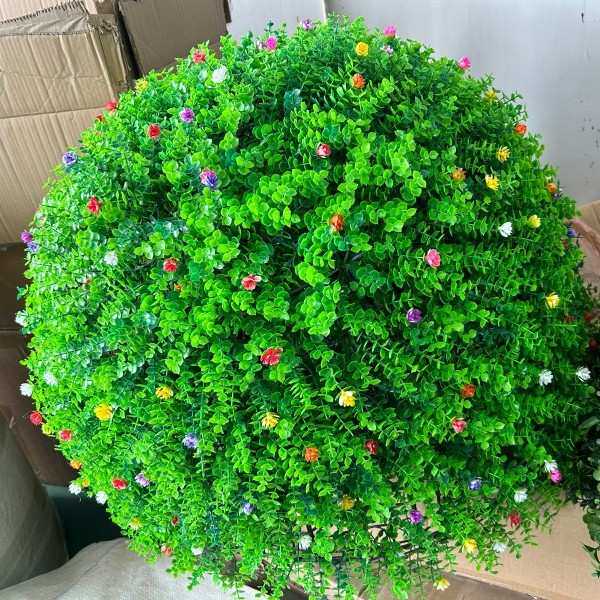 户外绿植井盖遮挡装饰品空心仿真绿植彩色尤加利带花草球米兰草球