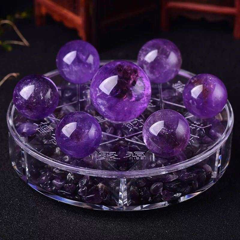 众博 天然紫水晶球摆件原矿打磨水晶球七星阵家居摆设开业礼品