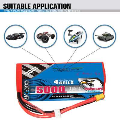 鹰氪CODDAR 5000mAh 4S 14.8V 100C RC遥控车模1/8锂电池出线硬壳