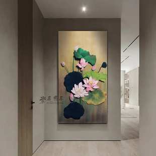 花飞花手工立体3D纸浮雕室内玄关壁挂布置美陈纸雕装饰画-荷花