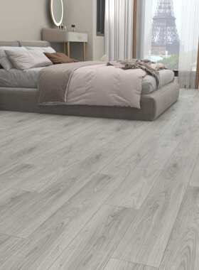 跨境6.5mm浅灰色仿木纹防水耐磨卧室SPC塑料革SPC石塑石晶地板